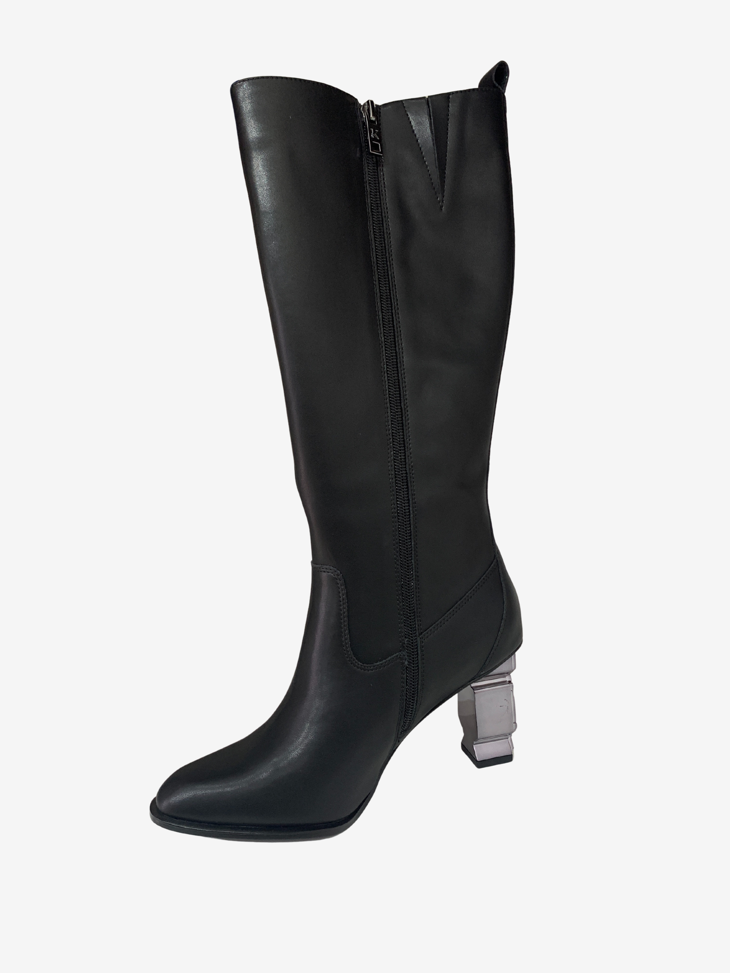 Botte haute noire “Élégance Sculptée”