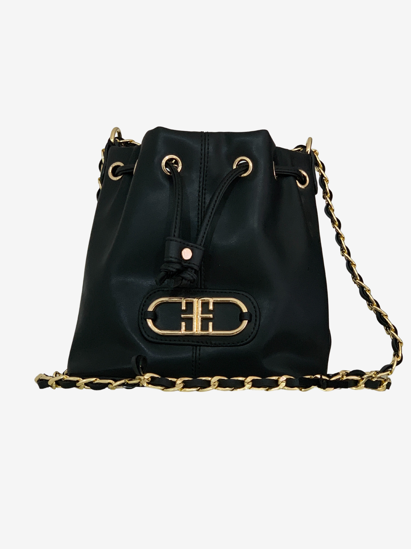Sac seau noir à chaîne dorée – Modern Class Maya Mode