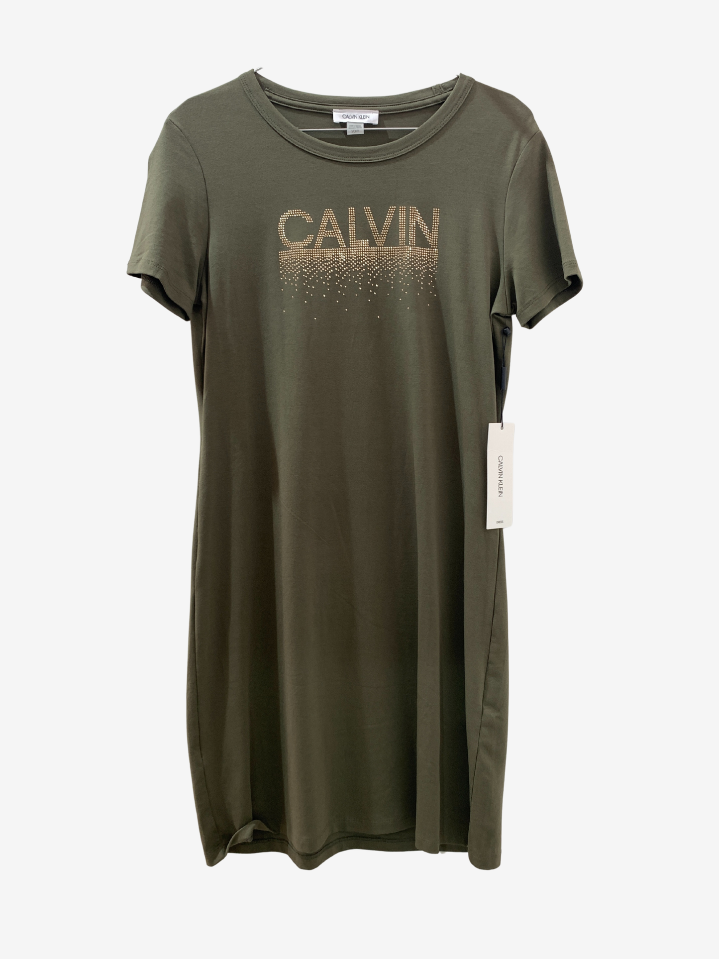 Robe kaki courte à détails dorés – Élégance décontractée Maya Mode