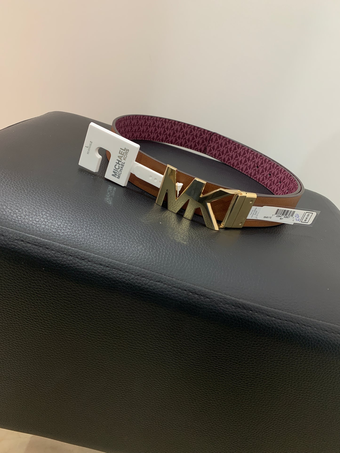 Ceinture camel à boucle graphique – Raffinement contemporain Maya Mode