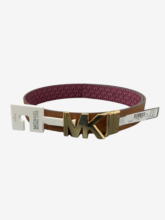 Ceinture camel à boucle graphique – Raffinement contemporain Maya Mode