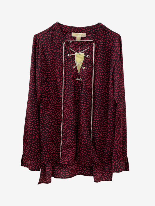 Blouse imprimée rouge et noire – Élégance contemporaine Maya Mode