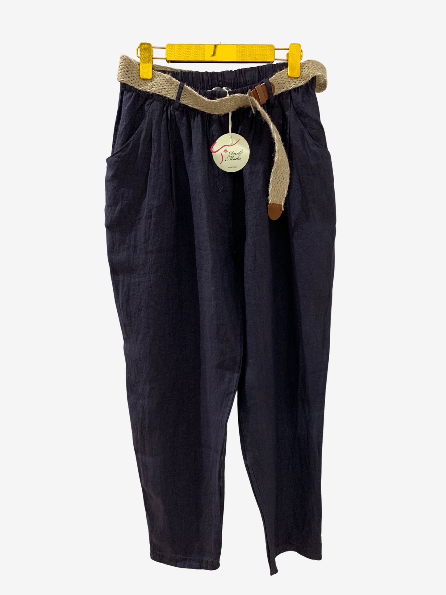 Pantalon en lin avec ceinture tressée – Confort chic Maya Mode