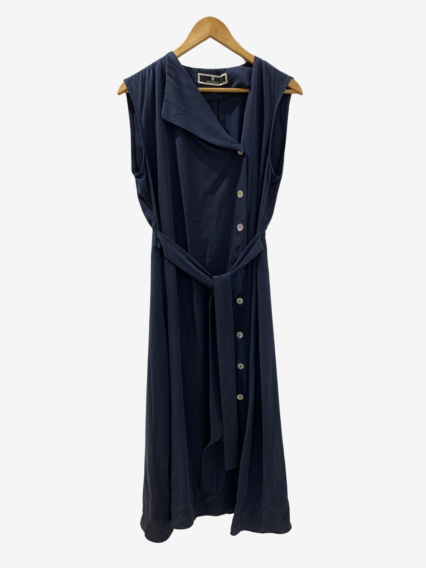 Robe sans manches bleu marine à col drapé – Élégance urbaine Maya Mode