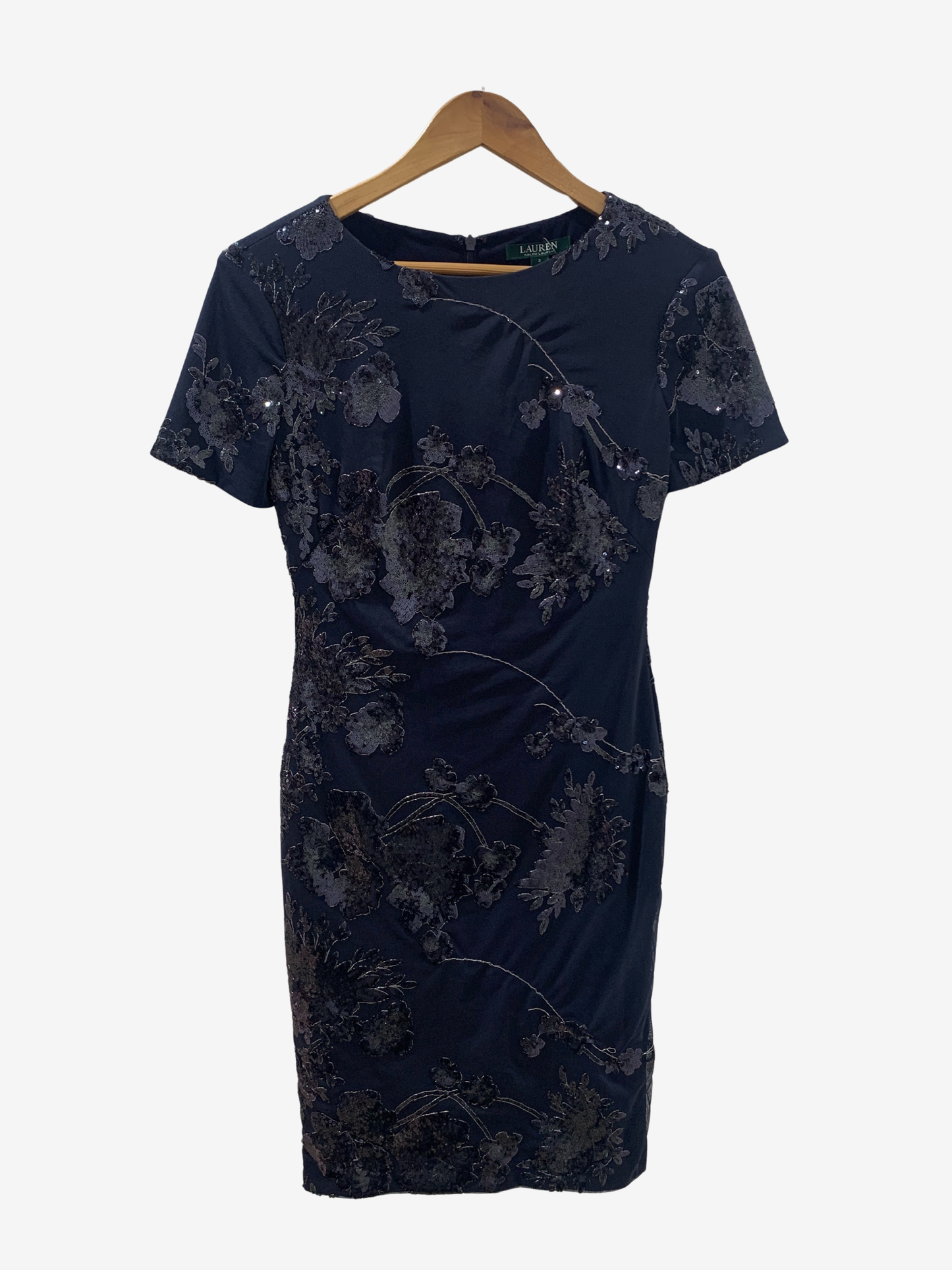 Robe bleu nuit à broderies florales – Élégance intemporelle Maya Mode