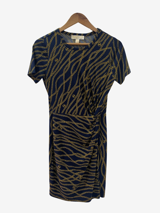 Robe imprimée chaînes dorées – Élégance sophistiquée Maya Mode