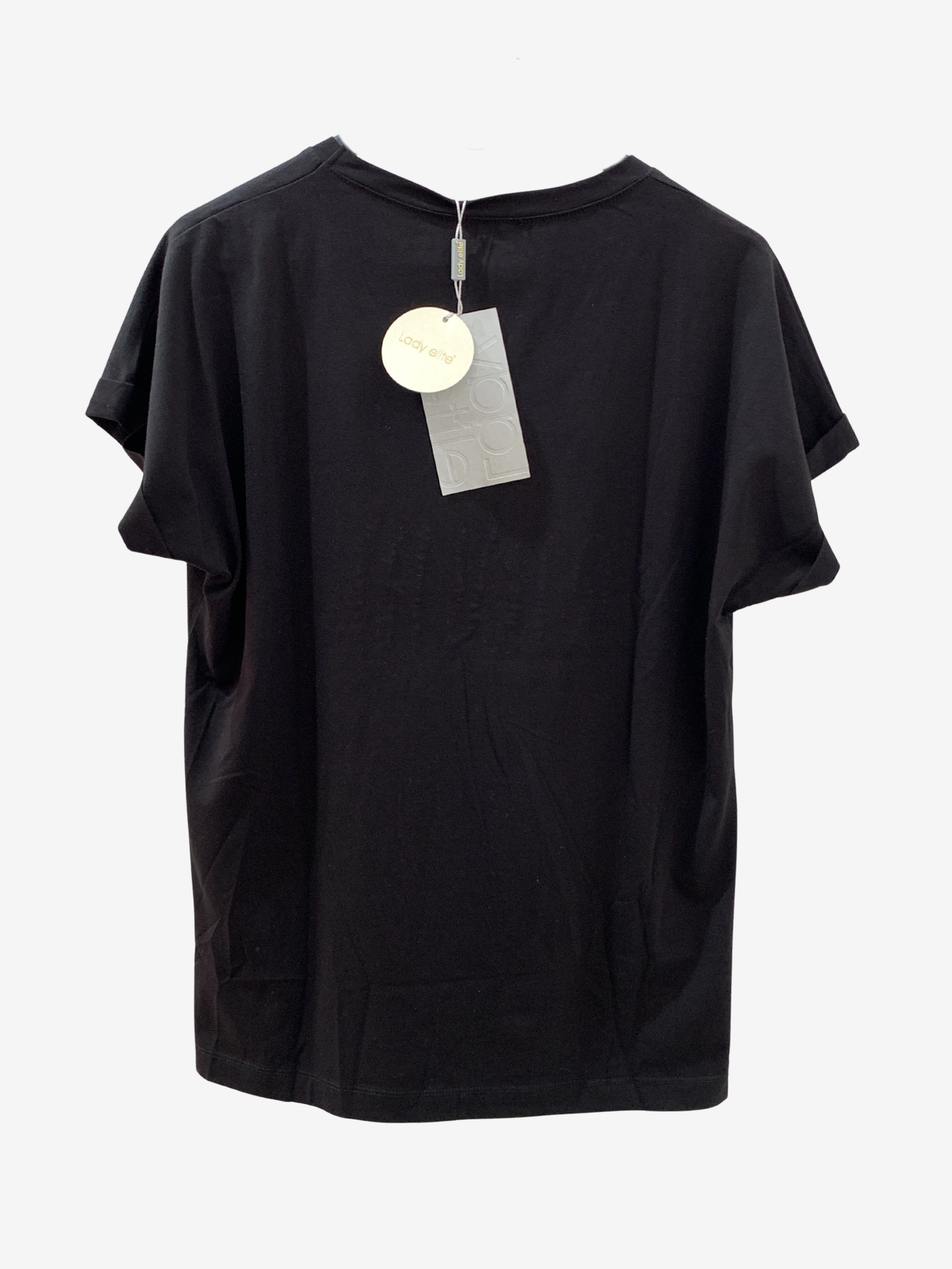 T-shirt noir “NEVER.” à détail doré – Attitude urbaine Maya Mode