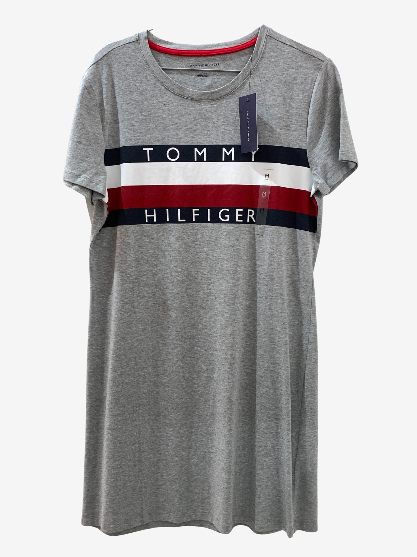 Robe t-shirt grise à bandes contrastées – Confort moderne Maya Mode