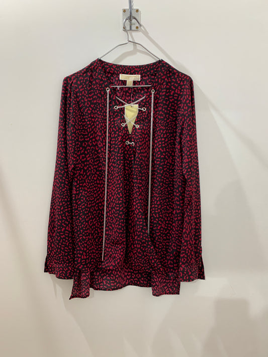 Blouse imprimée rouge et noire – Élégance contemporaine Maya Mode
